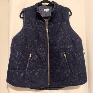 NWT Crown & Ivy Navy Lace-detailed vest